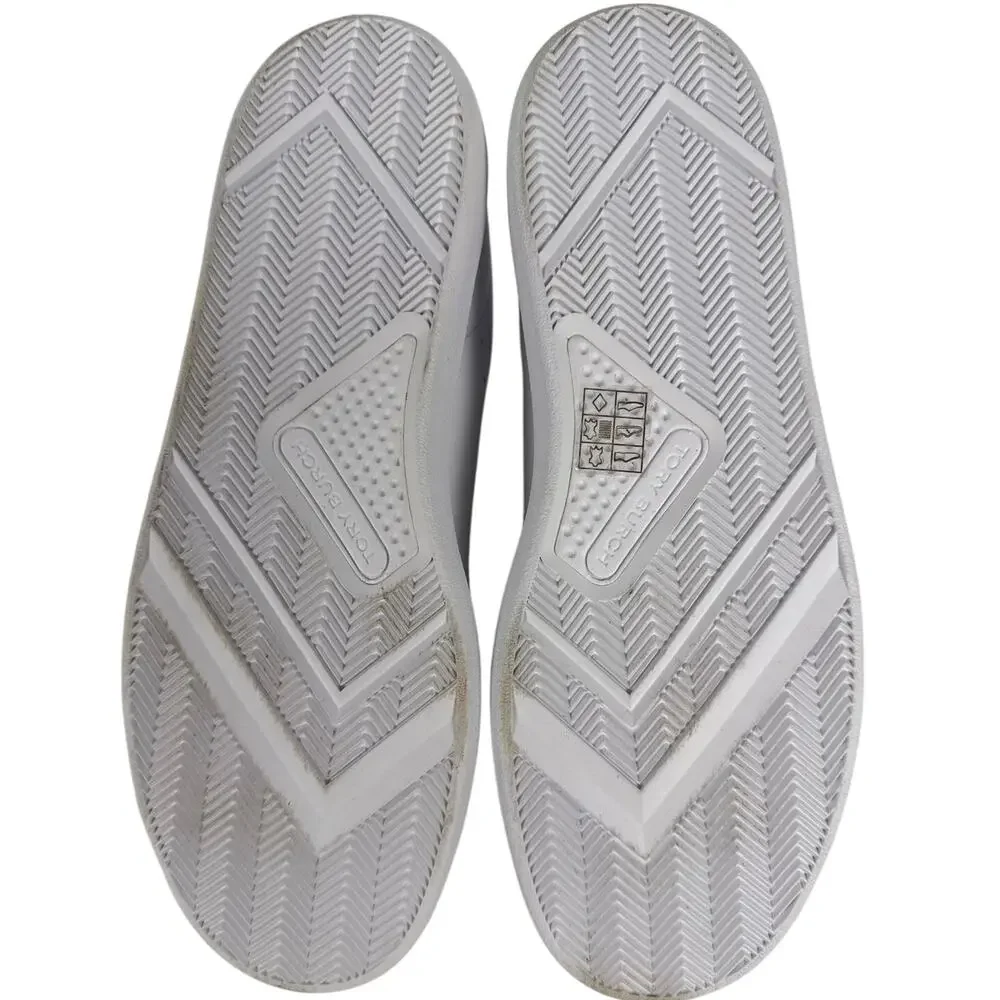 Tory Burch Howell Court Sneaker Women's Size 9 Low Top Leather White/Silver Logo